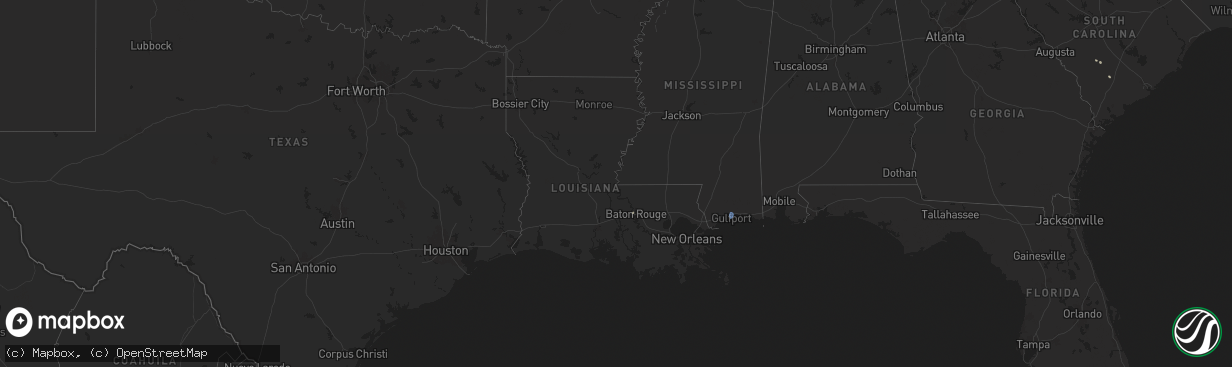 Hail map in Louisiana on August 13, 2024