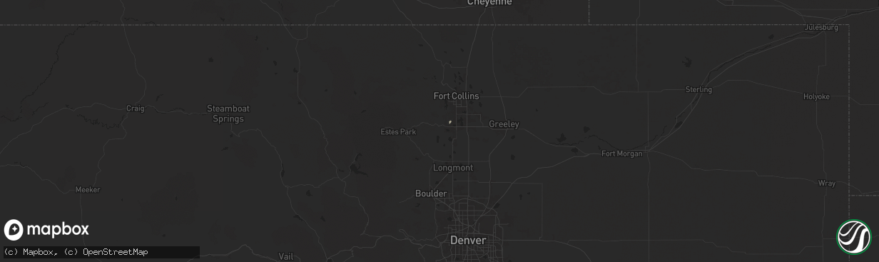 Hail map in Loveland, CO on August 13, 2024