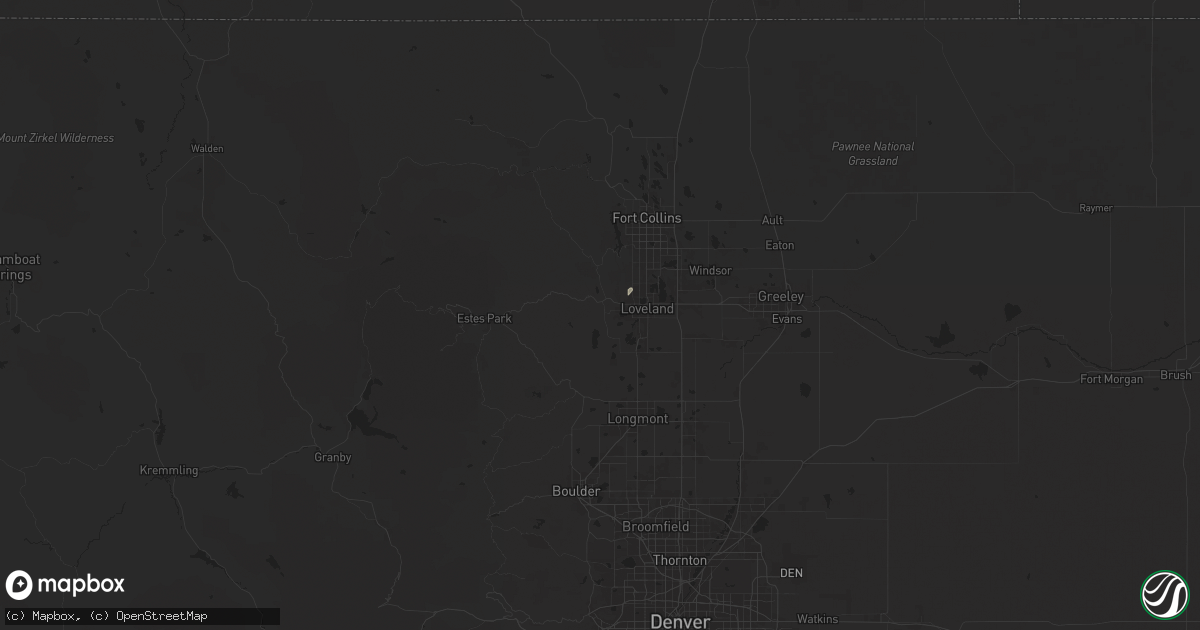 Hail map in Loveland, CO on August 13, 2024