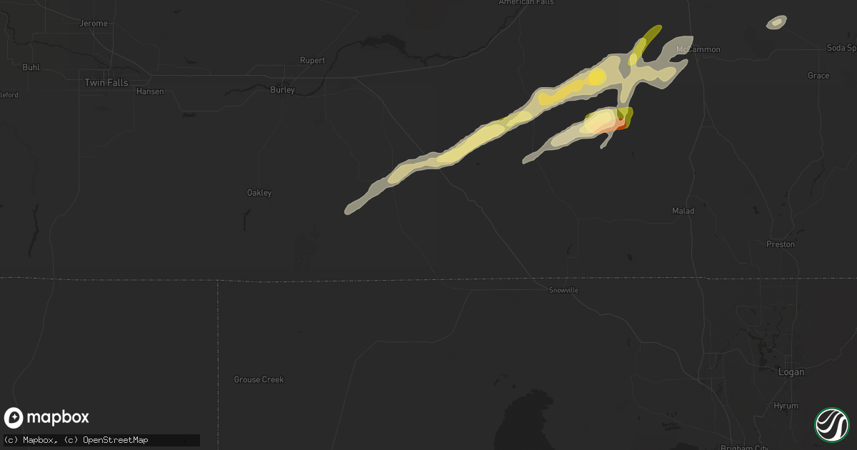 Hail map in Malta, ID on August 13, 2024