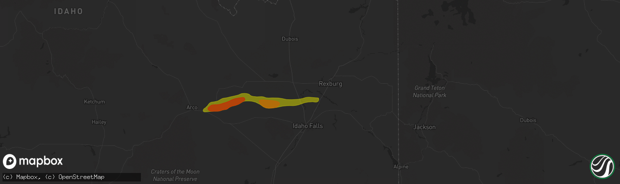 Hail map in Menan, ID on August 13, 2024