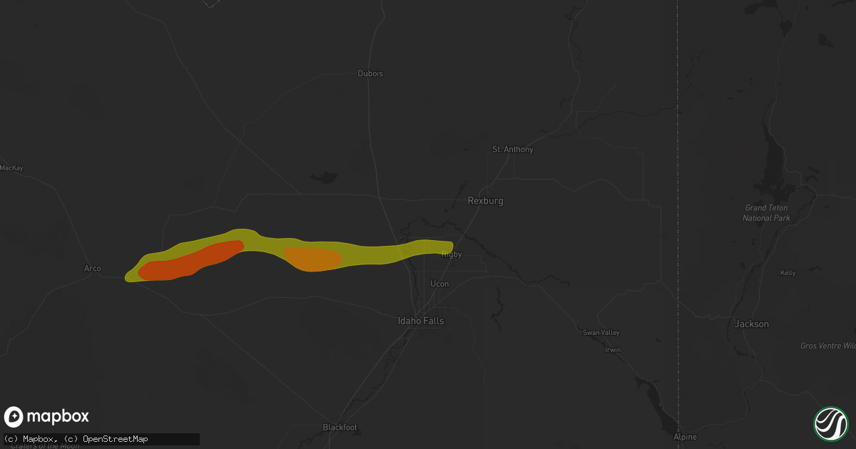 Hail map in Menan, ID on August 13, 2024