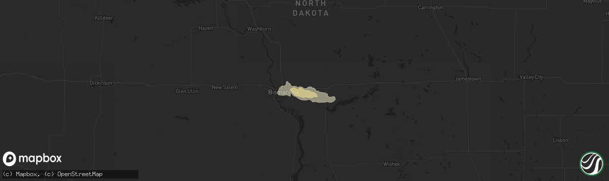 Hail map in Menoken, ND on August 13, 2024