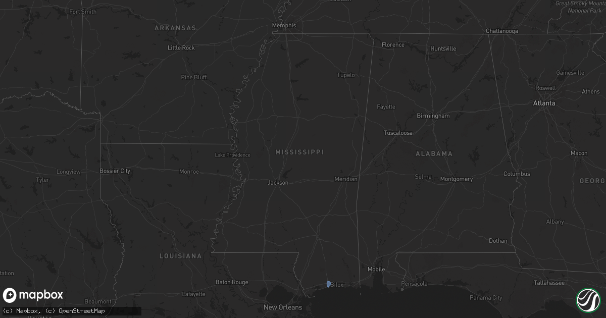 Hail map in Mississippi on August 13, 2024