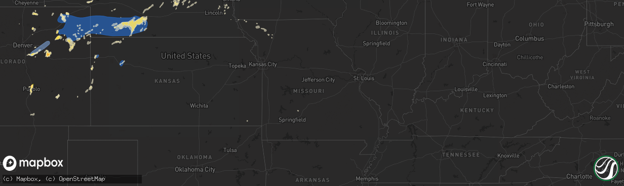 Hail map in Missouri on August 13, 2024