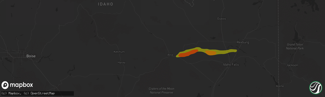 Hail map in Moore, ID on August 13, 2024