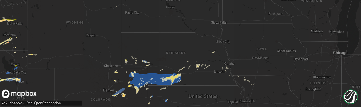 Hail map in Nebraska on August 13, 2024