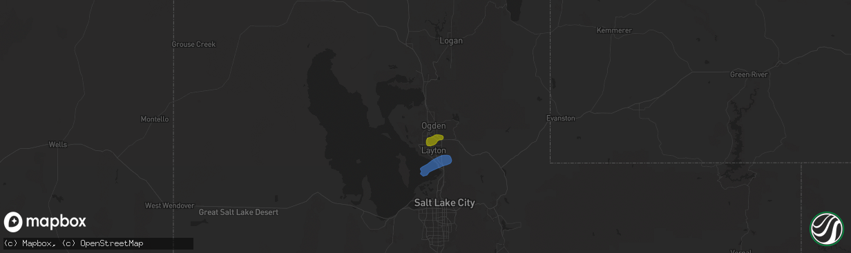 Hail map in Ogden, UT on August 13, 2024