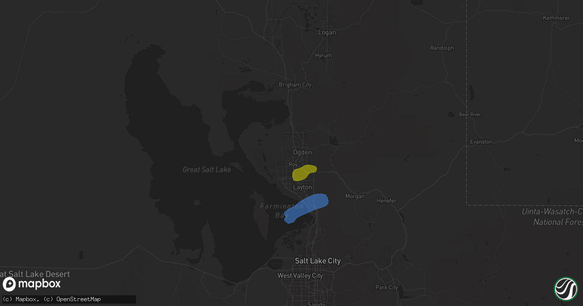 Hail map in Ogden, UT on August 13, 2024