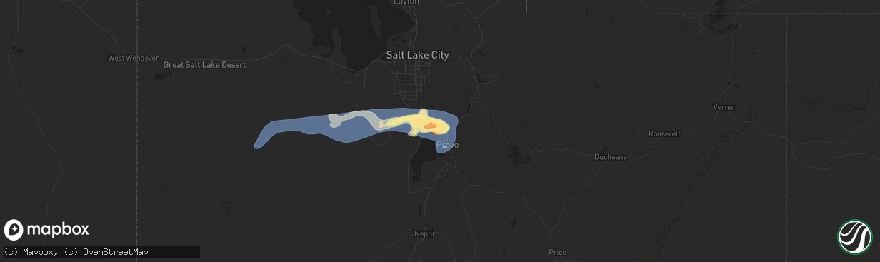 Hail map in Orem, UT on August 13, 2024