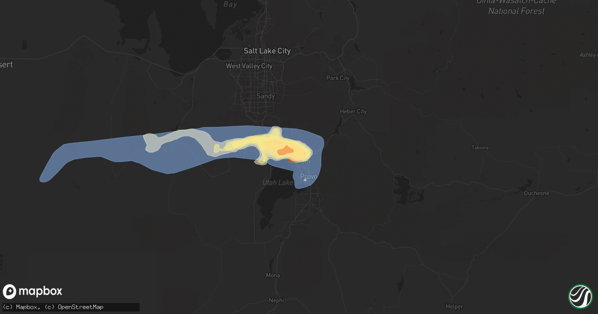 Hail map in Orem, UT on August 13, 2024