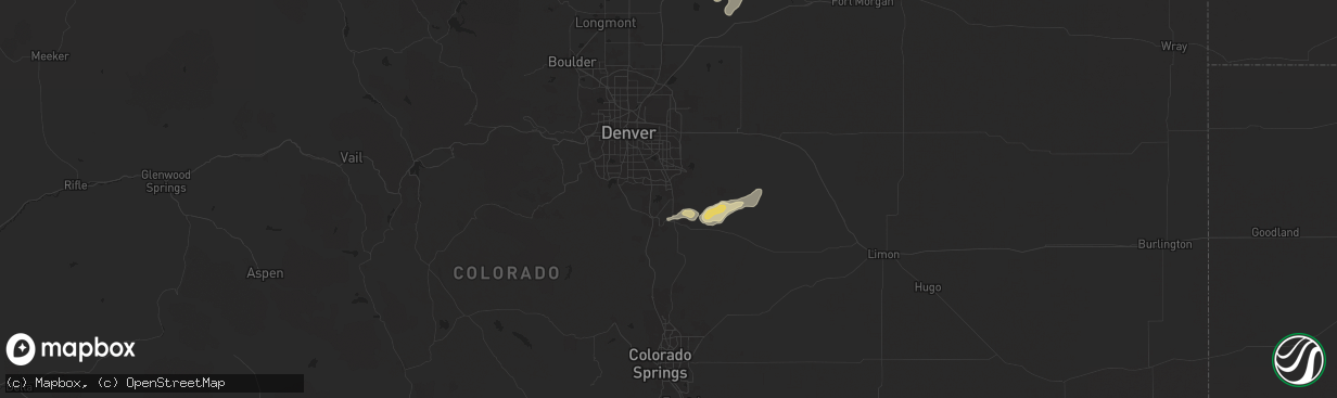 Hail map in Parker, CO on August 13, 2024