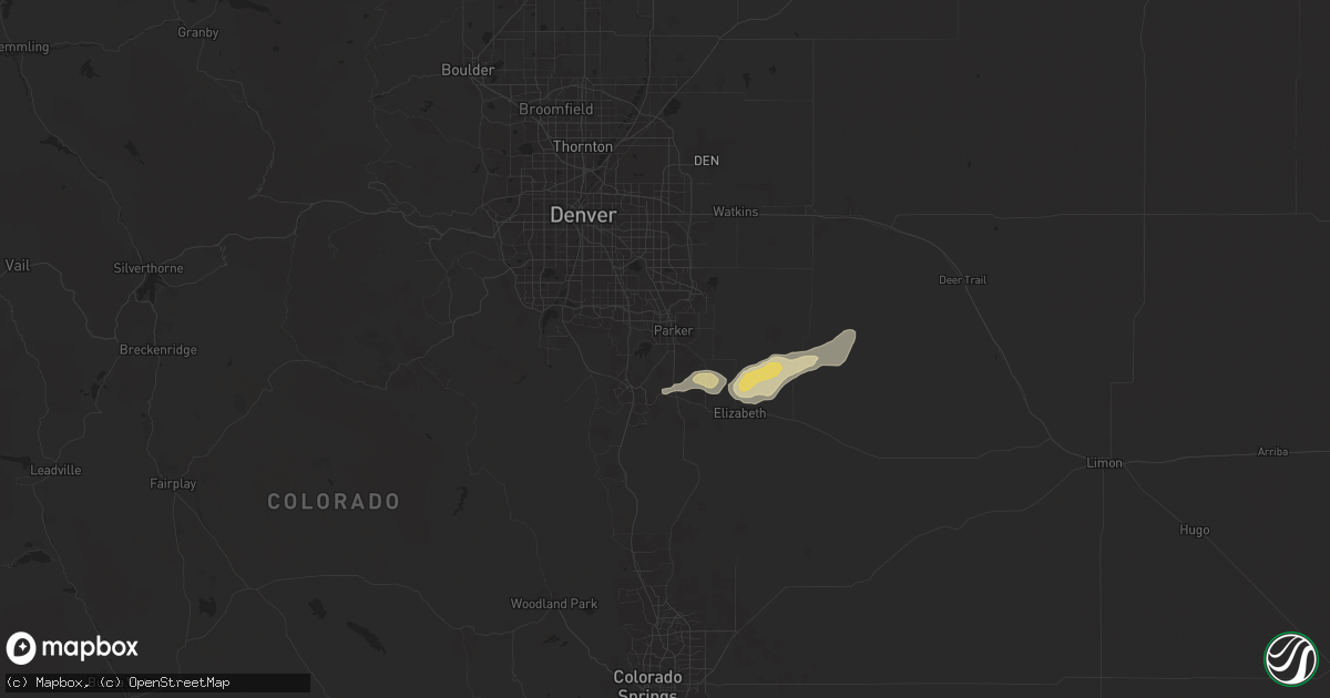 Hail map in Parker, CO on August 13, 2024