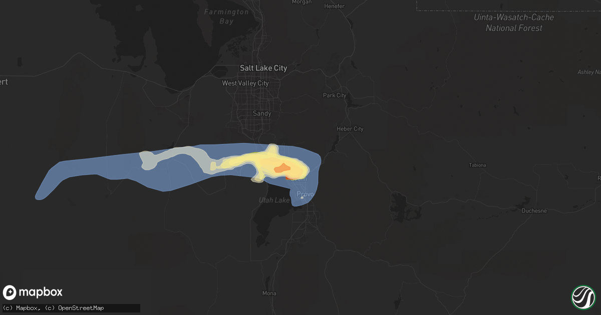 Hail map in Pleasant Grove, UT on August 13, 2024