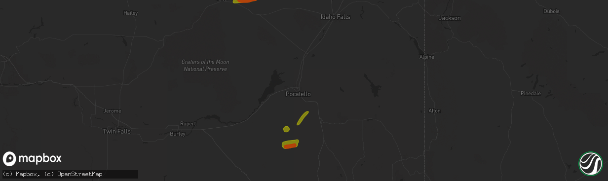 Hail map in Pocatello, ID on August 13, 2024