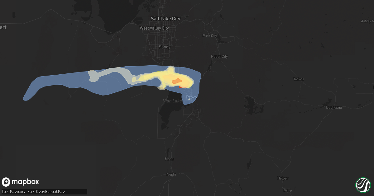 Hail map in Provo, UT on August 13, 2024