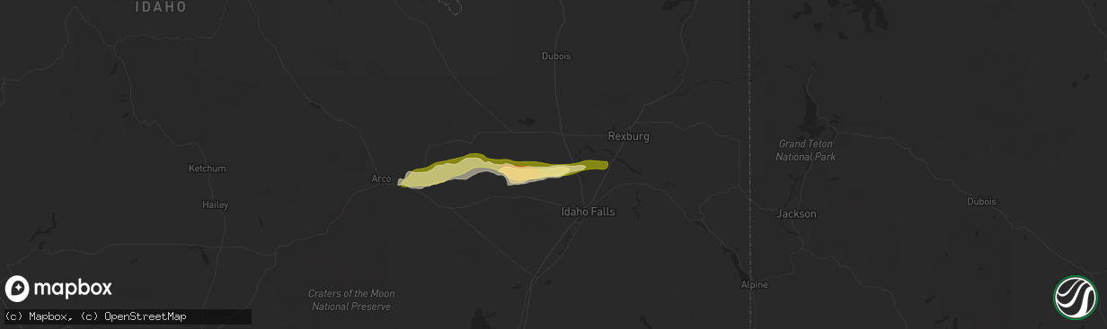 Hail map in Roberts, ID on August 13, 2024