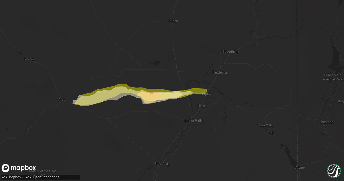 Hail map in Roberts, ID on August 13, 2024