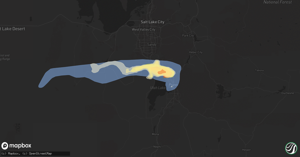 Hail map in Saratoga Springs, UT on August 13, 2024