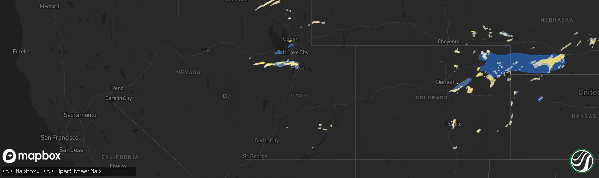 Hail map in Utah on August 13, 2024