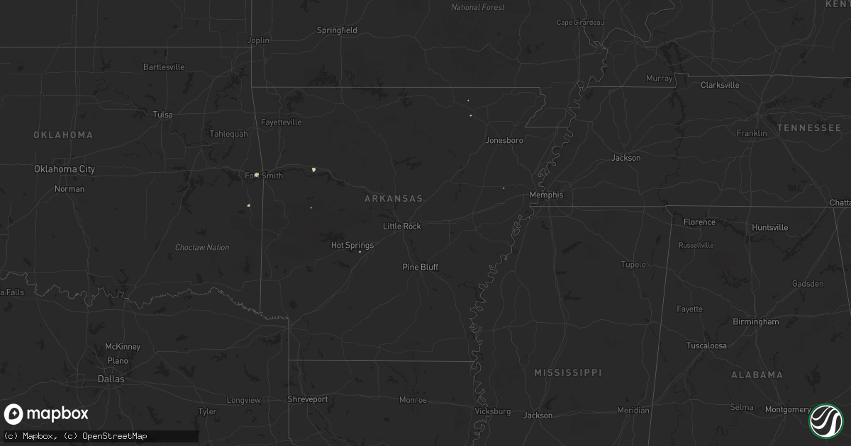 Hail map in Arkansas on August 13, 2025
