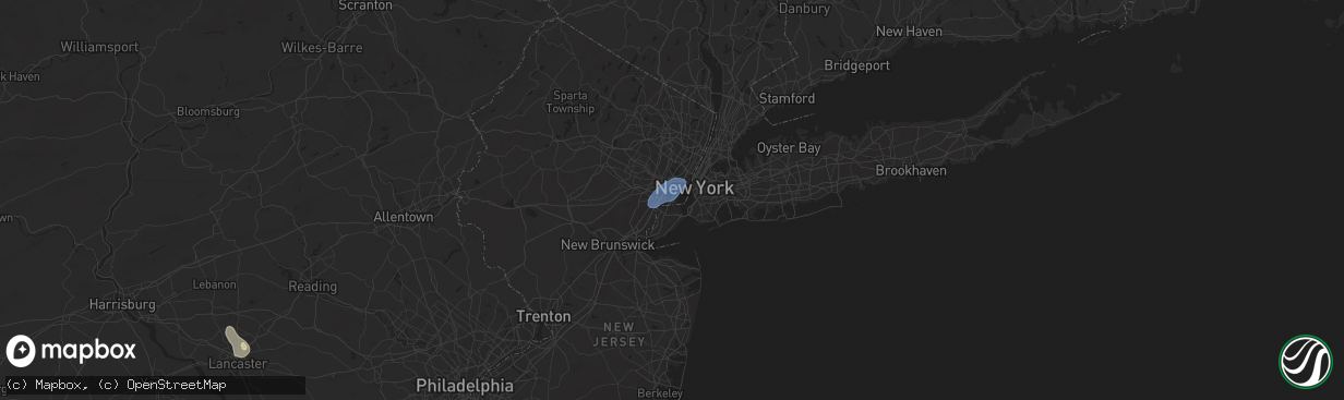 Hail map in Bayonne, NJ on August 13, 2025