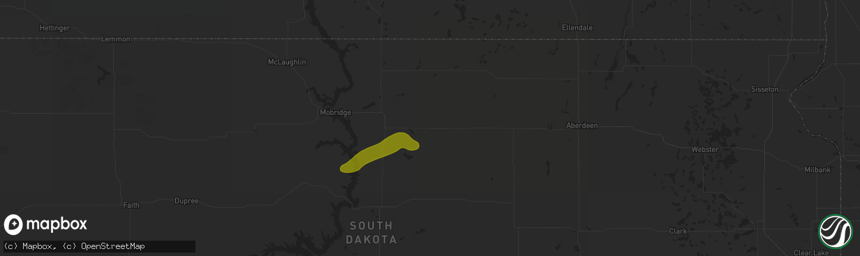 Hail map in Bowdle, SD on August 13, 2025