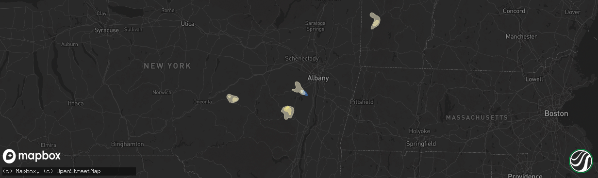 Hail map in Clarksville, NY on August 13, 2025