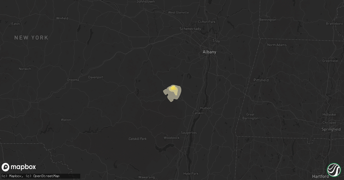 Hail map in East Durham, NY on August 13, 2025