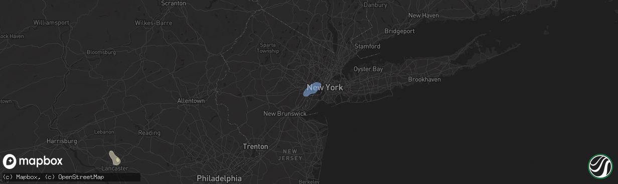 Hail map in Elizabeth, NJ on August 13, 2025