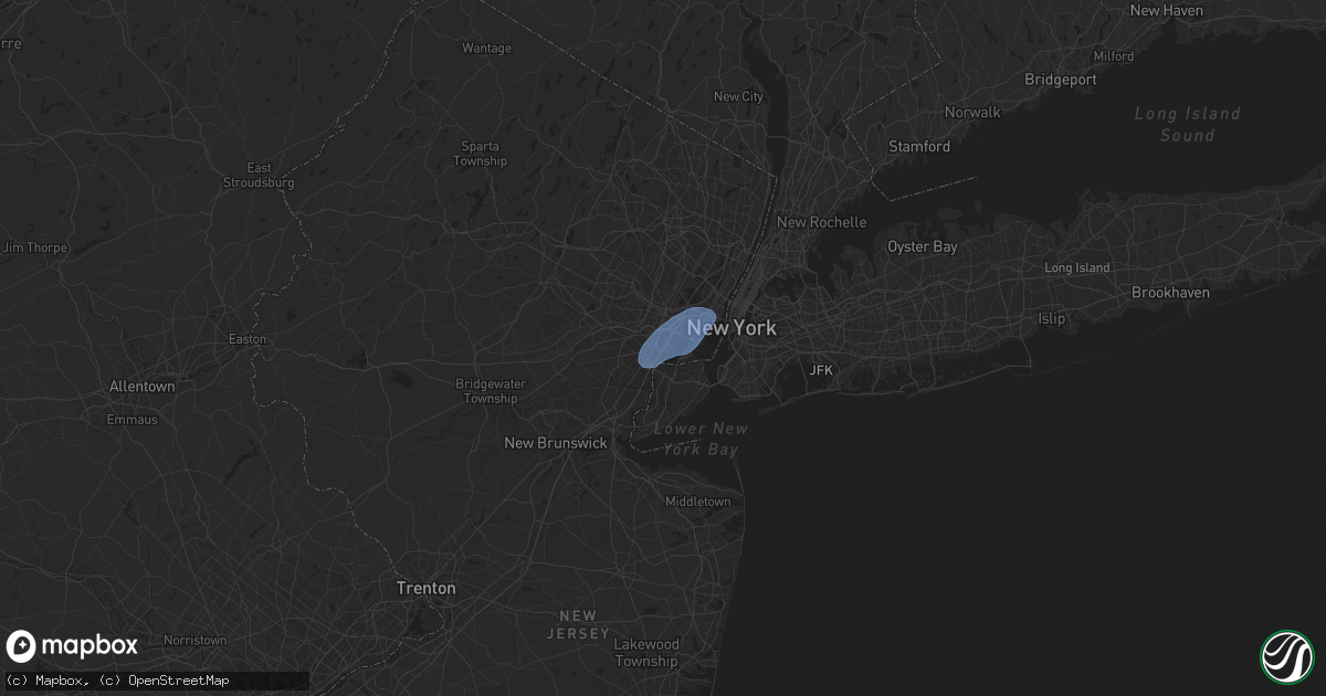 Hail map in Elizabeth, NJ on August 13, 2025