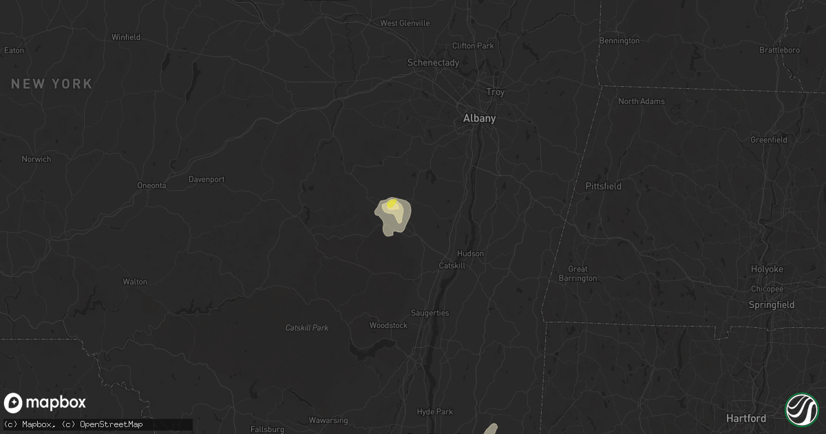 Hail map in Freehold, NY on August 13, 2025