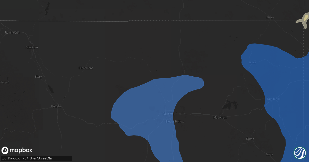 Hail map in Gillette, WY on August 13, 2025