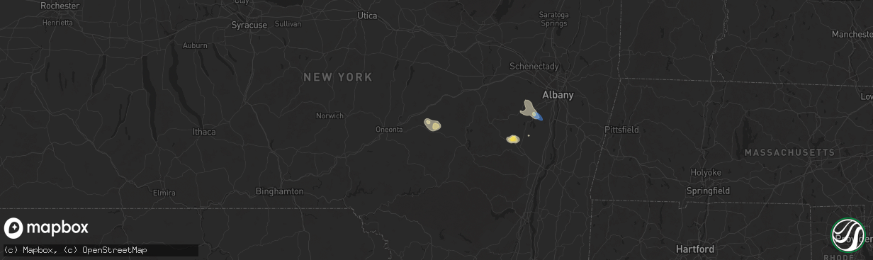 Hail map in Harpersfield, NY on August 13, 2025