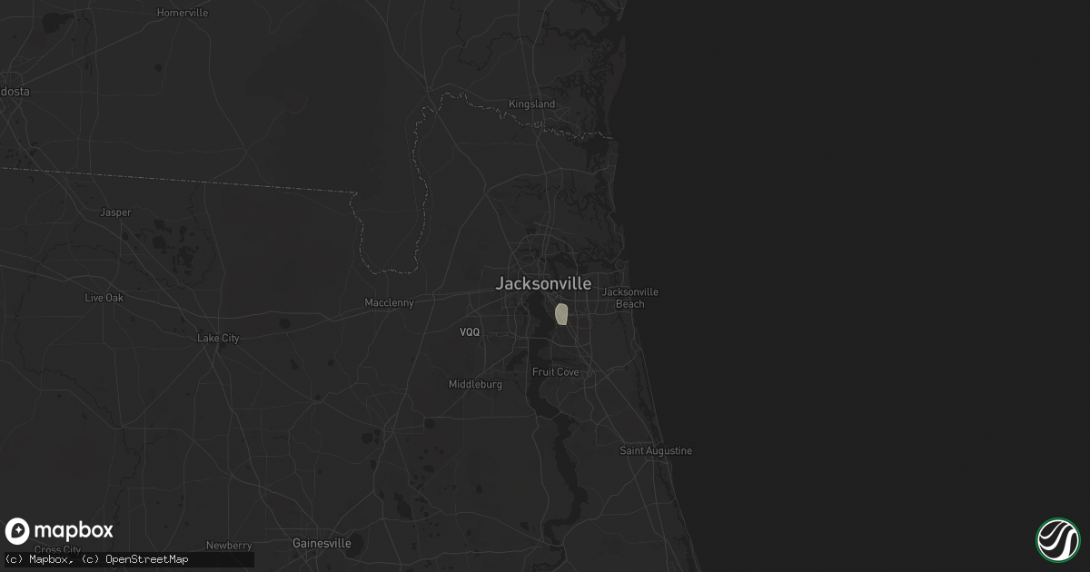 Hail map in Jacksonville, FL on August 13, 2025
