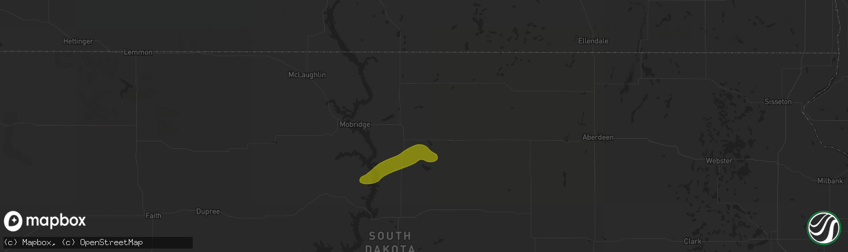 Hail map in Java, SD on August 13, 2025