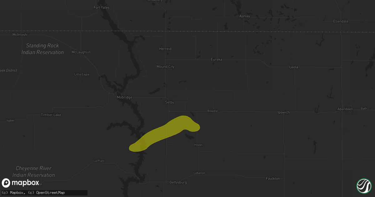 Hail map in Java, SD on August 13, 2025