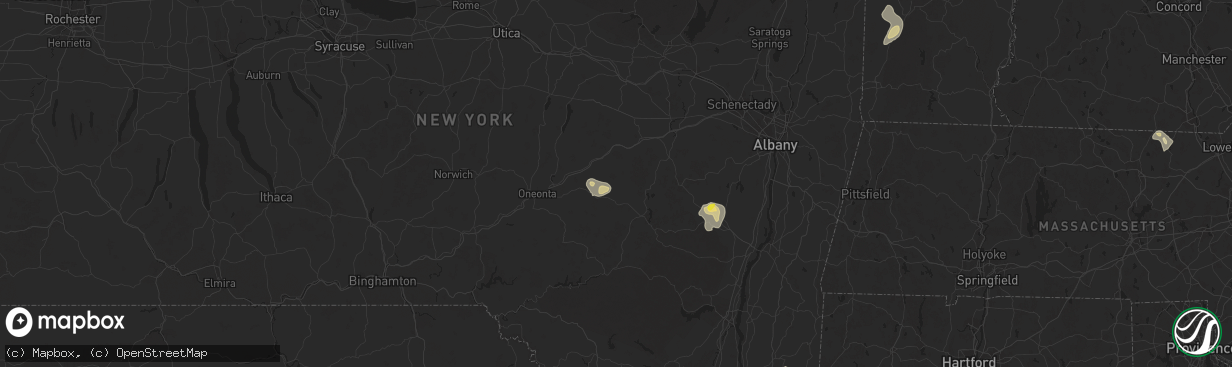 Hail map in Jefferson, NY on August 13, 2025