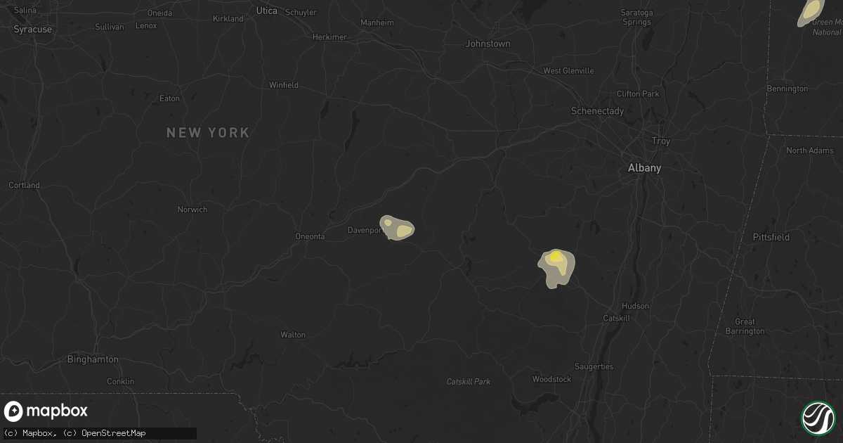 Hail map in Jefferson, NY on August 13, 2025