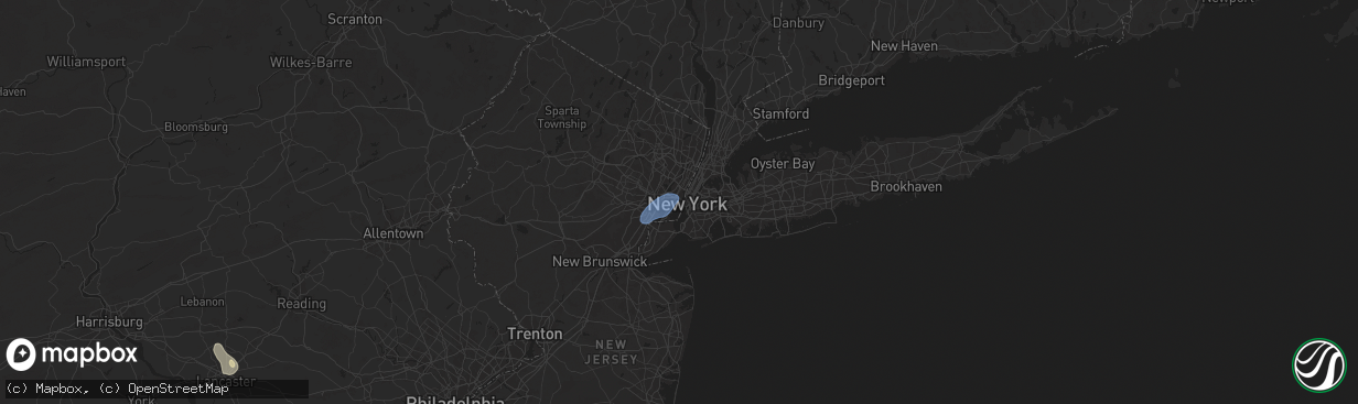 Hail map in Jersey City, NJ on August 13, 2025