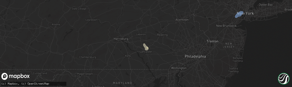 Hail map in Lititz, PA on August 13, 2025