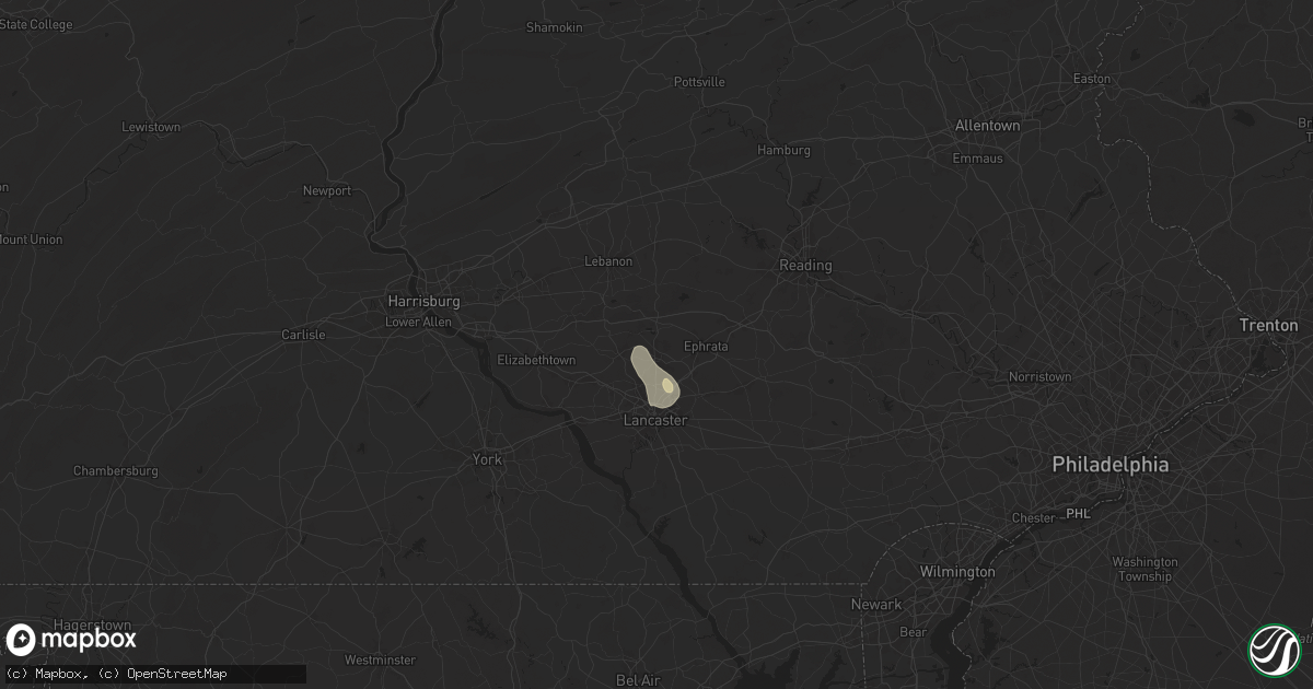 Hail map in Lititz, PA on August 13, 2025