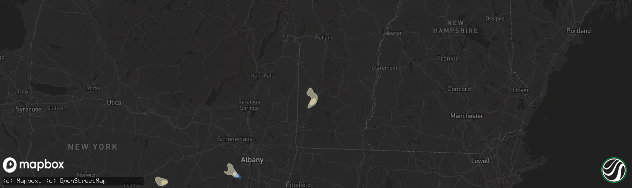 Hail map in Manchester Center, VT on August 13, 2025