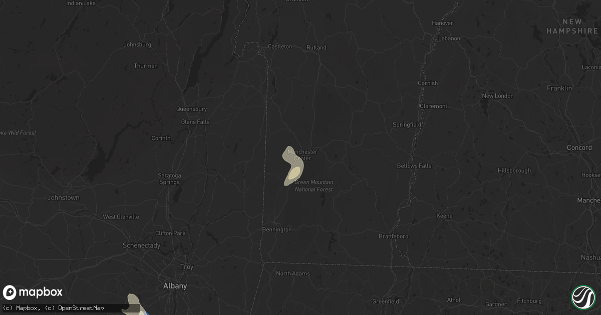 Hail map in Manchester Center, VT on August 13, 2025