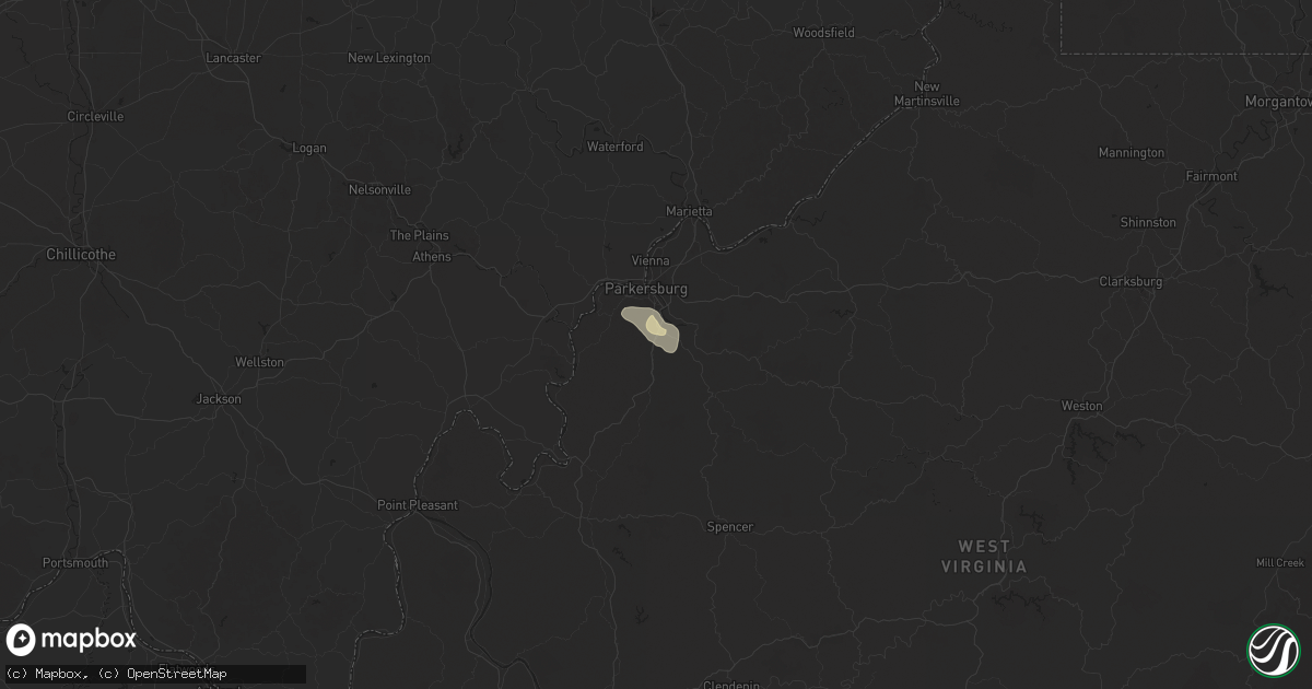 Hail map in Mineral Wells, WV on August 13, 2025