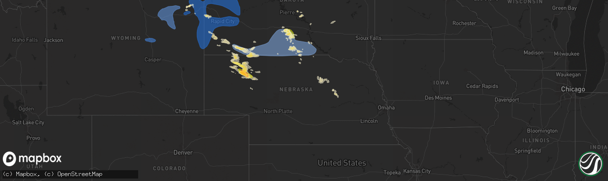 Hail map in Nebraska on August 13, 2025