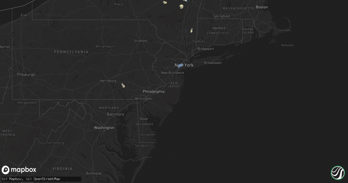 Hail map in New Jersey on August 13, 2025