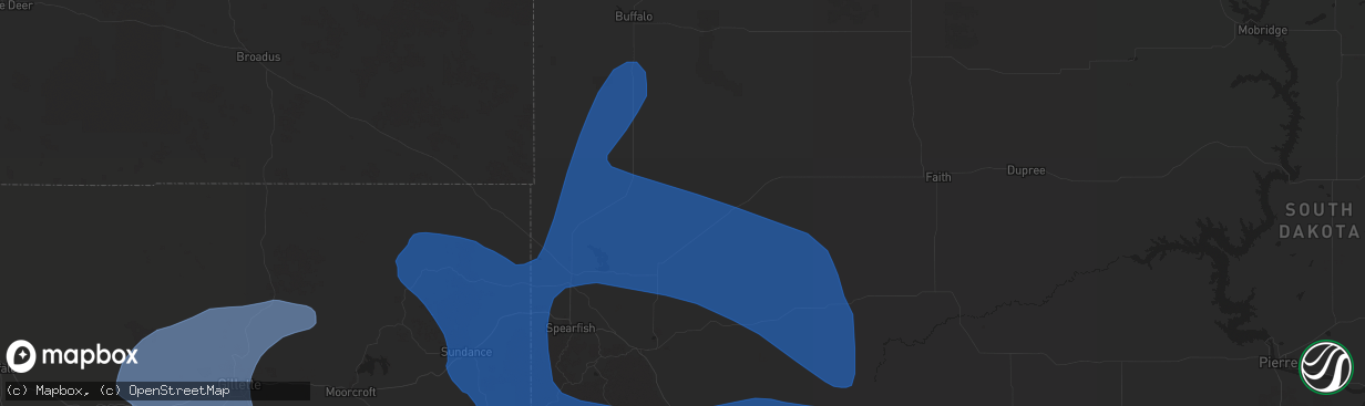 Hail map in Newell, SD on August 13, 2025