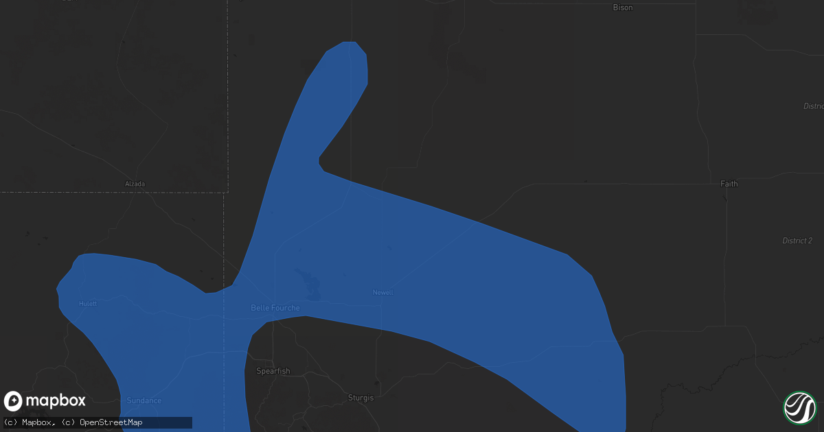Hail map in Newell, SD on August 13, 2025