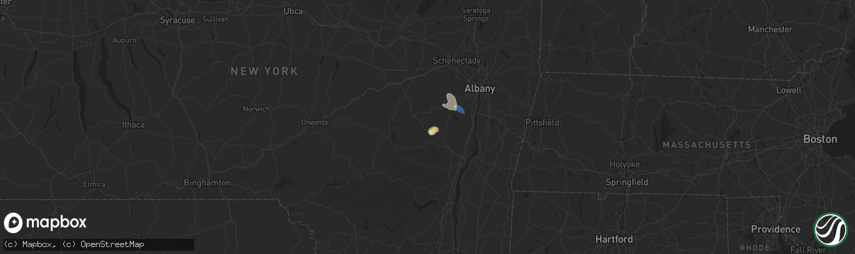 Hail map in Oak Hill, NY on August 13, 2025